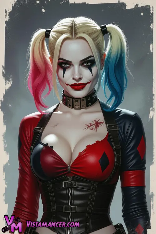 The Clown Princess Who Painted Chaos in Red and Blue - Vistamancer AI Art