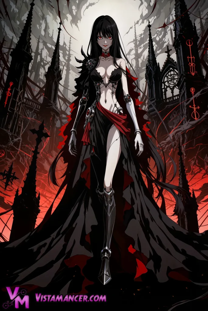Eternal Vampire Empress Rules the Crimson Abyss - Vistamancer AI Art
