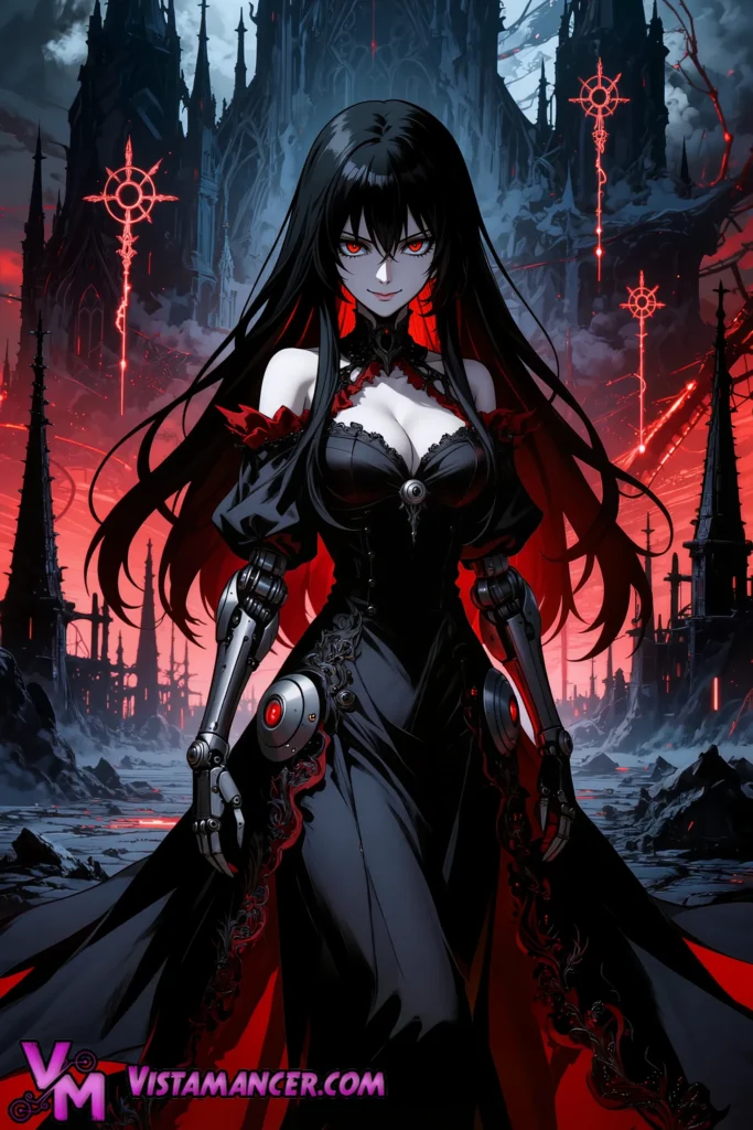 Cyborg Vampire Empress Summons Eternal Night - Vistamancer AI Art