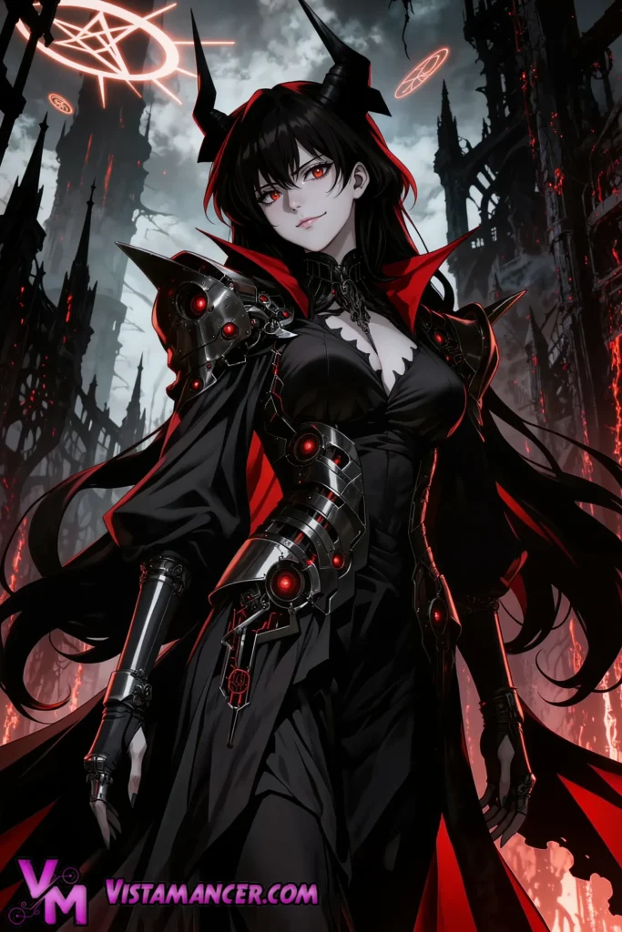 Crimson Enchantress Unleashes Arcane Fury in Gothic Inferno - Vistamancer AI Art