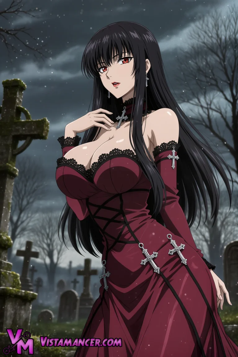 Crimson Elegy Beneath the Winter Moon - Vistamancer AI Art