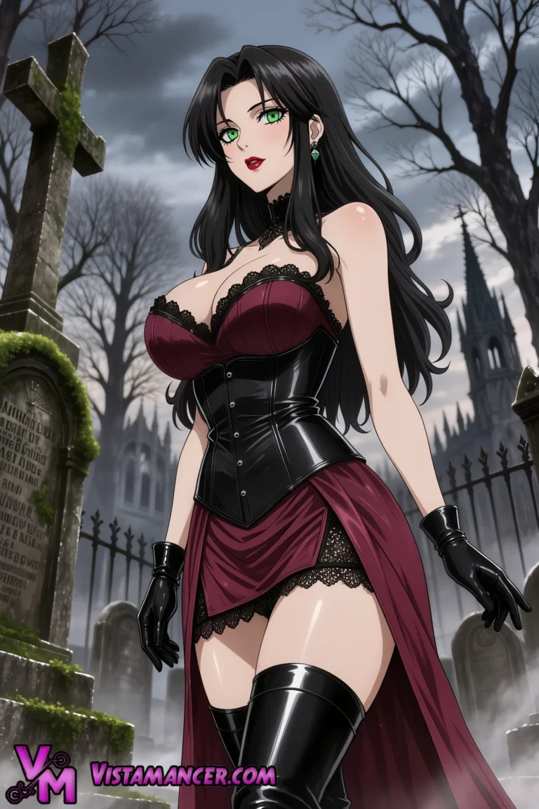 Enigmatic Midnight Enchantress Beckons from the Shadows - Vistamancer AI Art