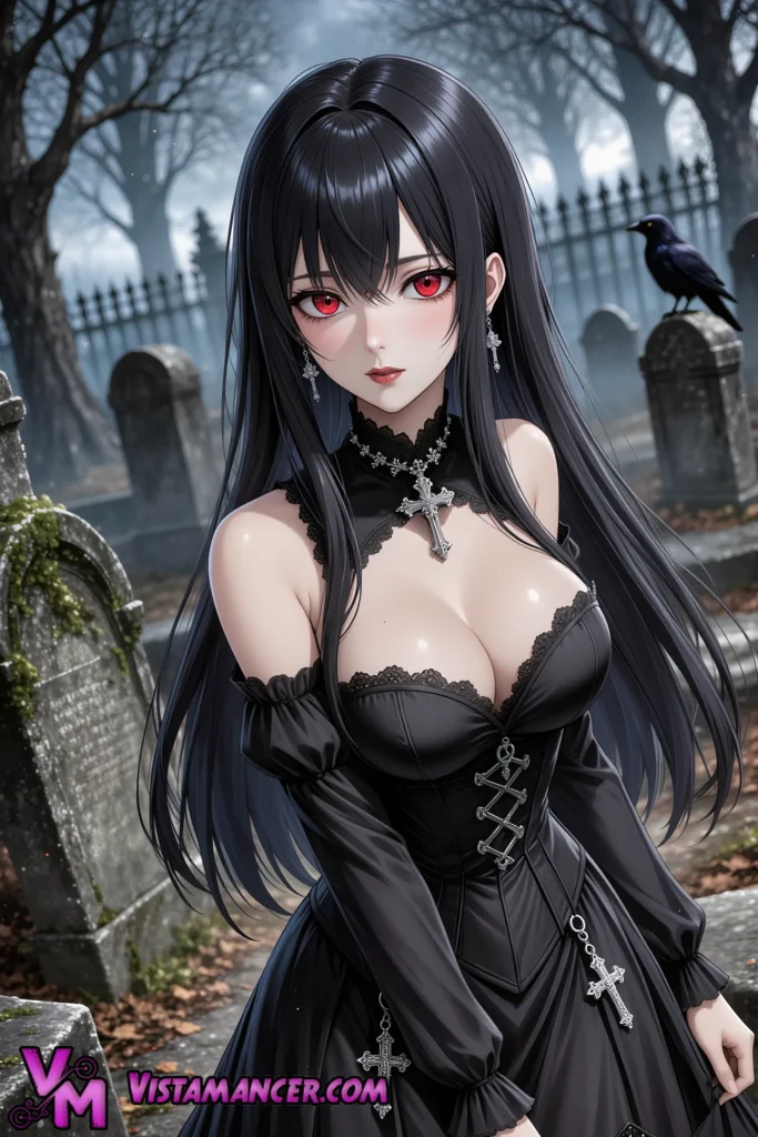 Crimson Gaze of the Eternal Graveyard Sentinel Draws You In - Vistamancer AI Art