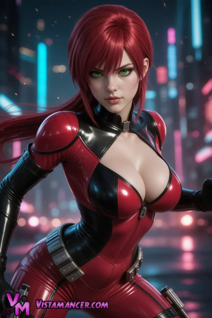 Fierce Cyberpunk Siren Emerges from Neon Shadows - Vistamancer AI Art