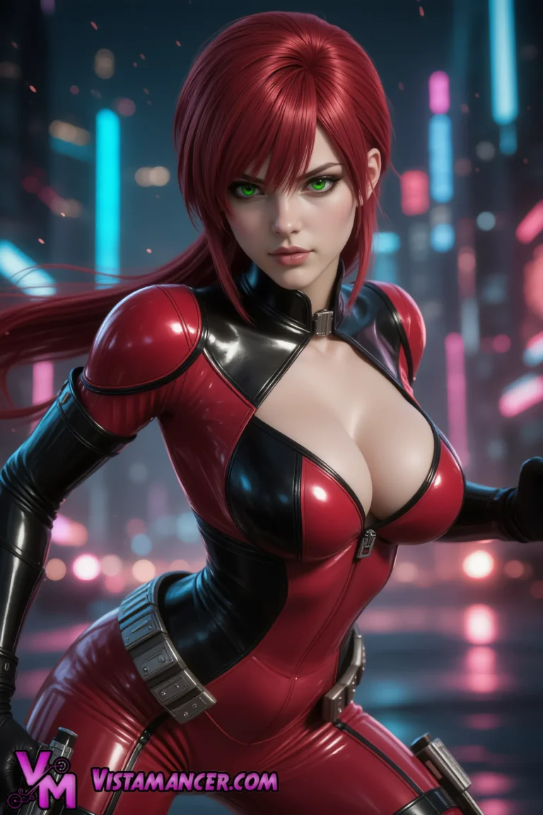 Fierce Cyberpunk Siren Emerges from Neon Shadows - Vistamancer AI Art