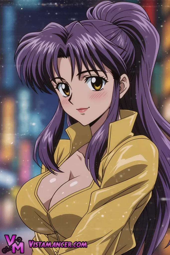 Purple-Haired Mystery Seductress Commands the Neon Night - Vistamancer AI Art