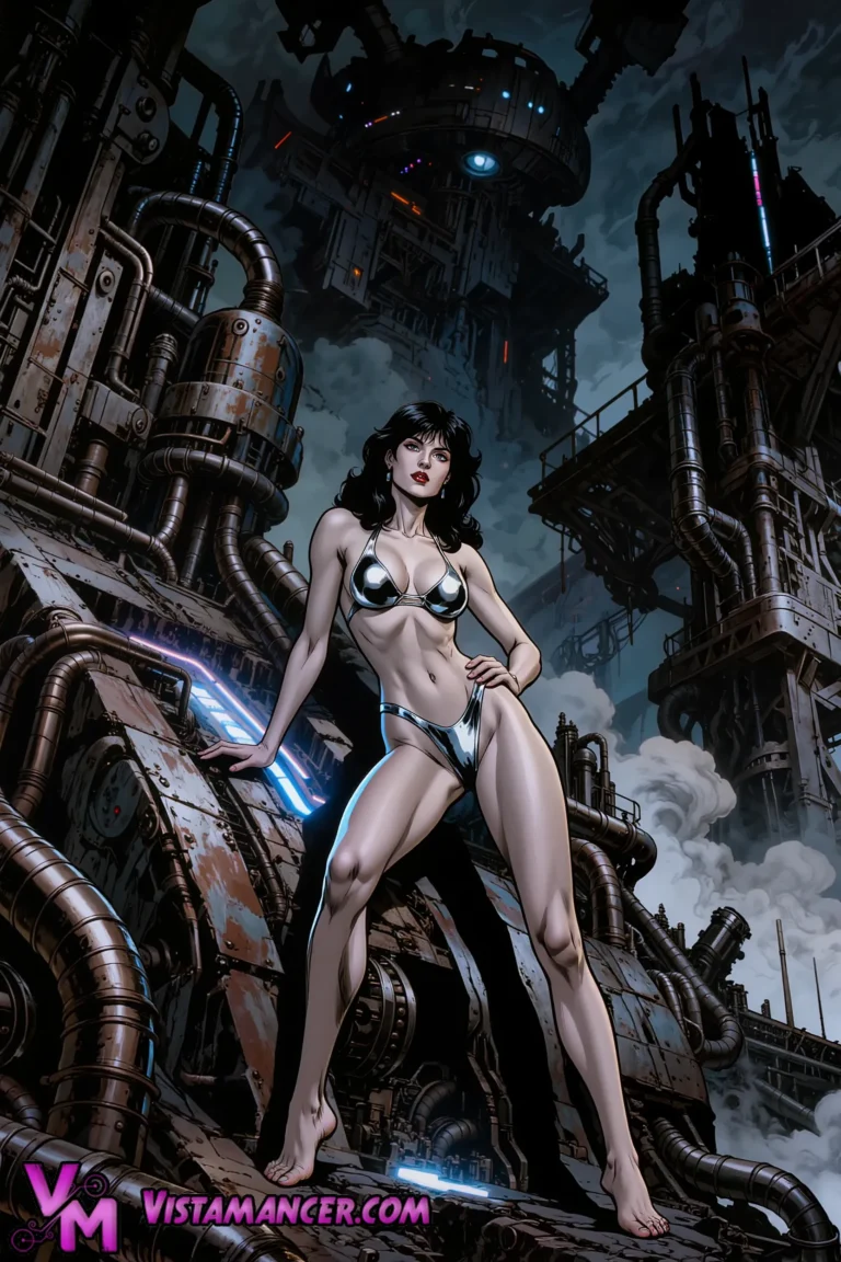 Silver Siren Ruling the Machine Abyss - Vistamancer AI Art