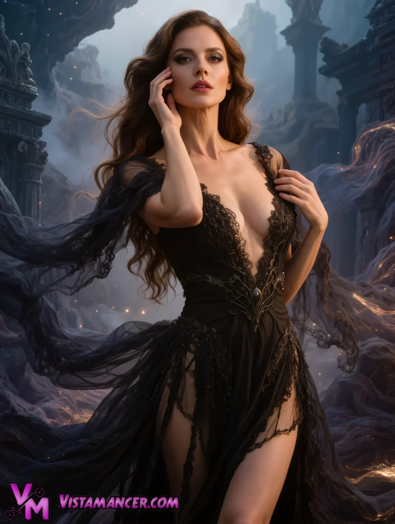 The Dark Elegance of a Gothic Enchantress - Vistamancer AI Art