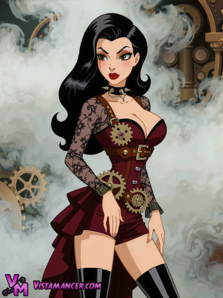 Steampunk Vixen Emerges from the Brass Mist - Vistamancer AI Art