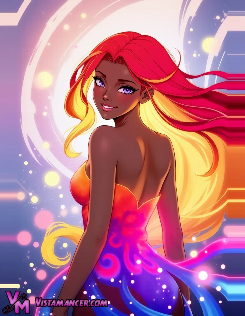 Radiant Flame Goddess Ignites the Cosmos - Vistamancer AI Art