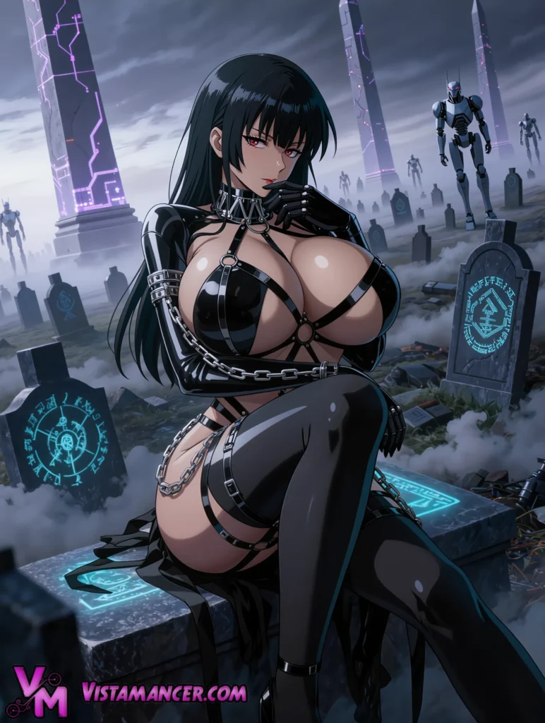 Cyber Necropolis Queen Commands - Vistamancer AI Art