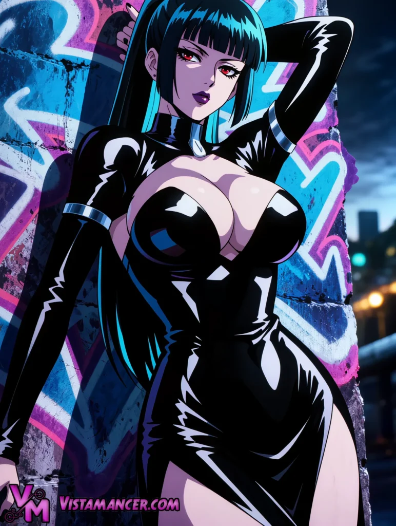 Midnight Graffiti Queen Owns the Neon Alley - Vistamancer AI Art