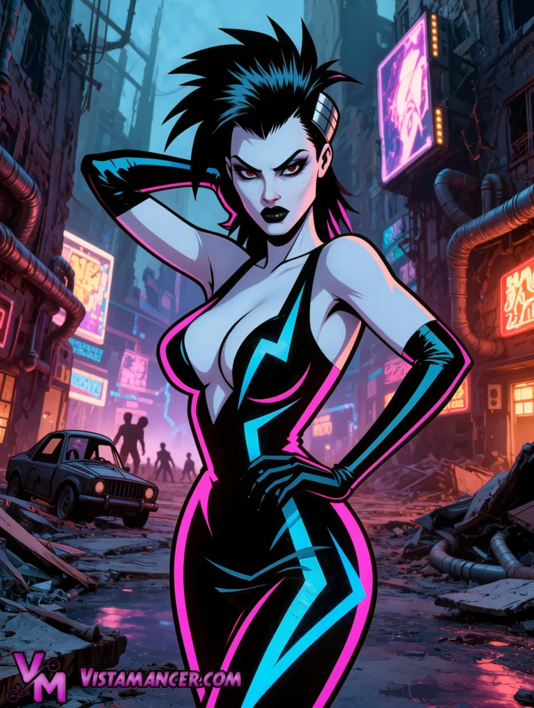 Neon Punk Rebel Owns the Cyberpunk Decay - Vistamancer AI Art