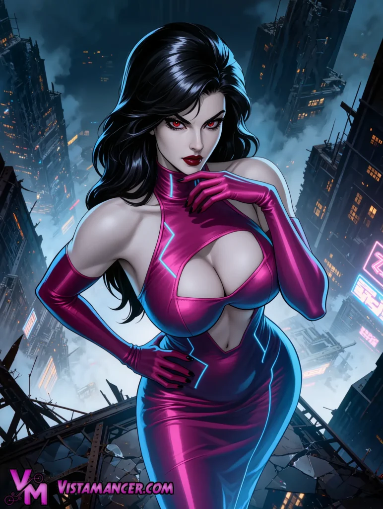 Cyber Goddess Rules the Neon Apocalypse - Vistamancer AI Art