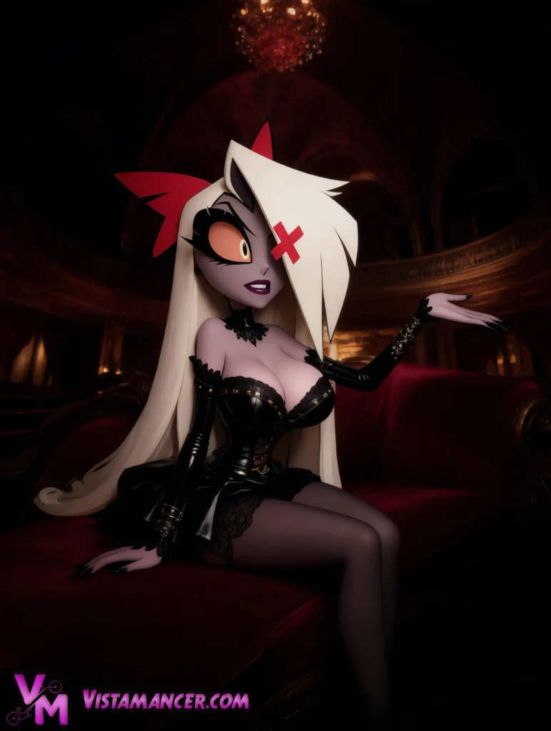 Vaggie Seduces on a Velvet Throne - Vistamancer AI Art