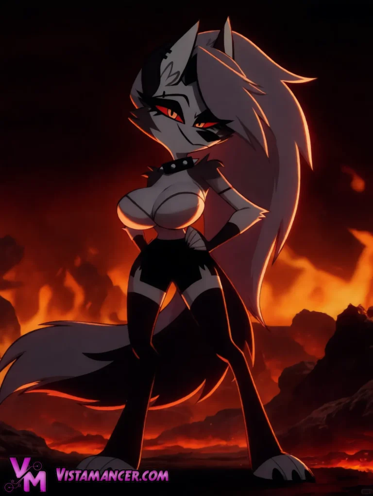 Loona Dominates the Fiery Hellscape - Vistamancer AI Art