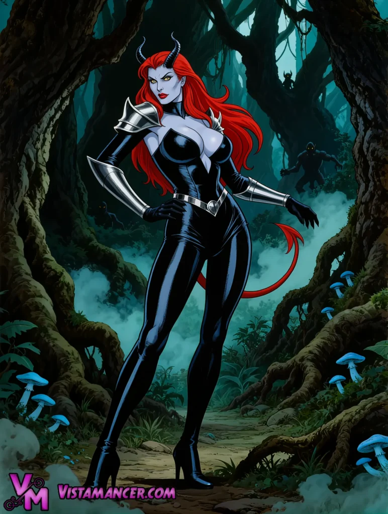 Blue Skinned Demoness - Vistamancer AI Art