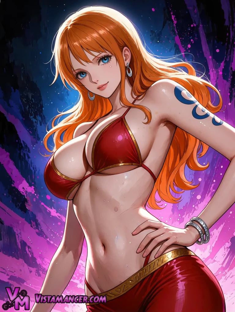 Nami Flaunts Her Seductive Red Bikini - Vistamancer AI Art