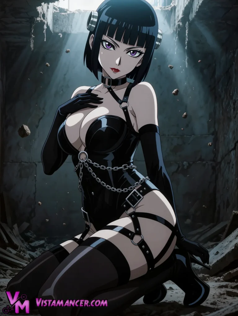 Chained Abyss Seductress Kneels - Vistamancer AI Art