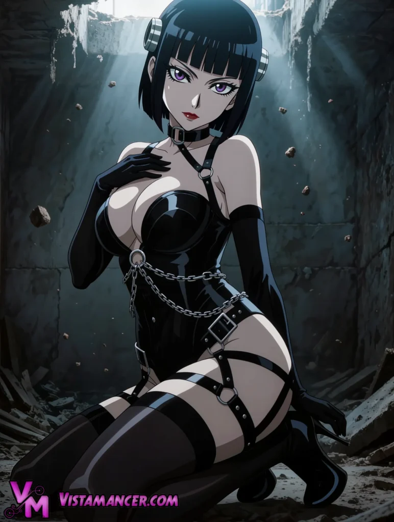 Chained Abyss Seductress Kneels - Vistamancer AI Art