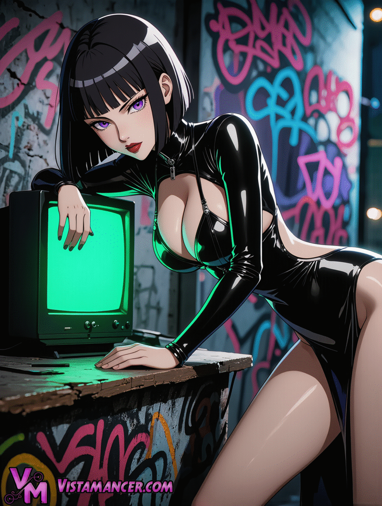 Green Glow of the Latex Shadow - Vistamancer AI Art