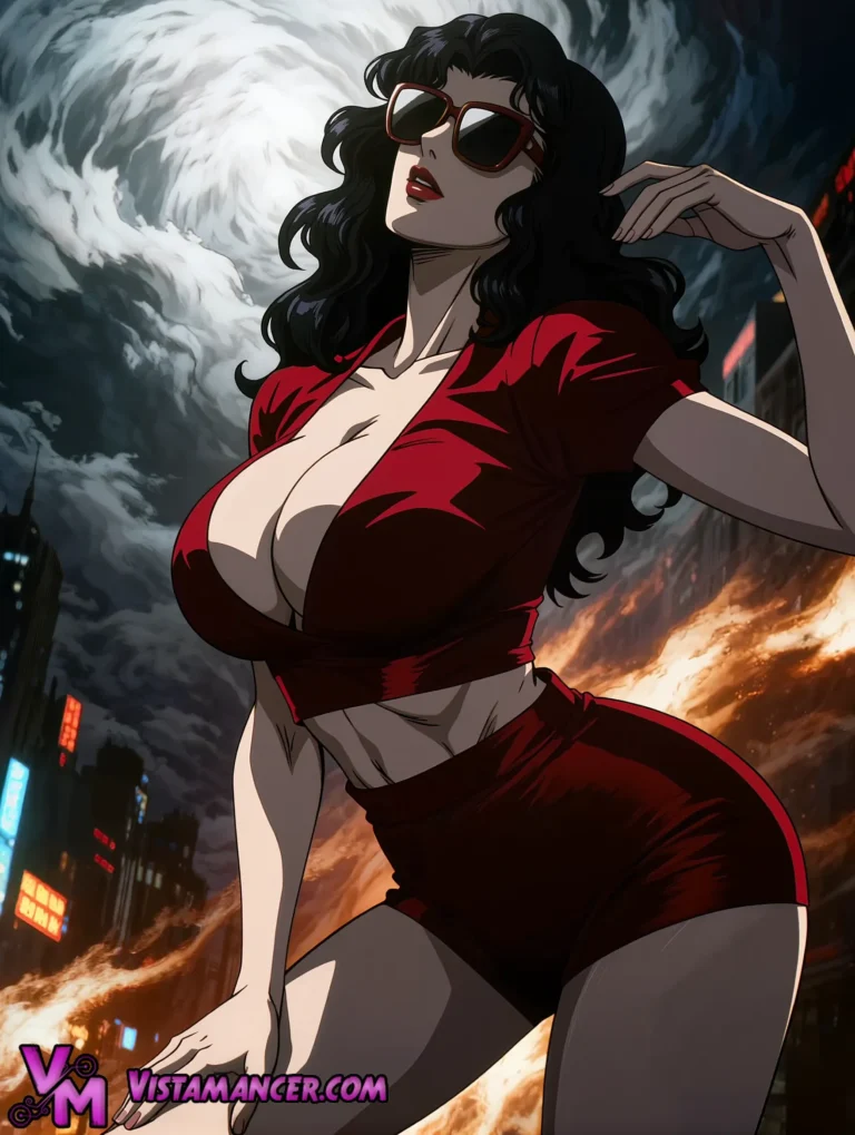 Stormfront Goddess Above the Burning City - Vistamancer AI Art