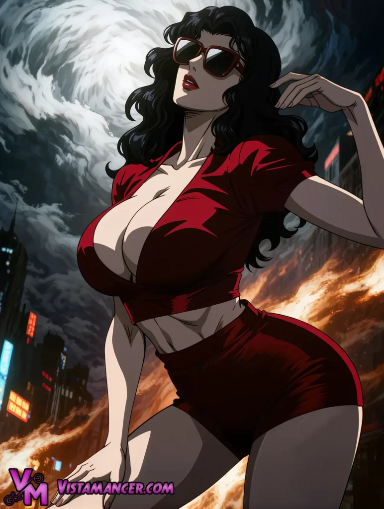 Stormfront Goddess Above the Burning City - Vistamancer AI Art