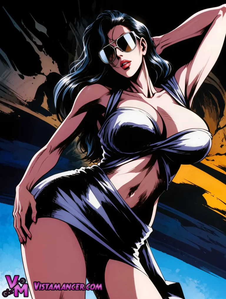 Sunstruck Siren in Reflective Shades - Vistamancer AI Art