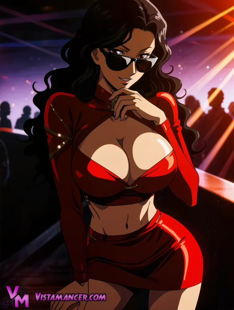 Red Hot Glow of the Nightclub Queen - Vistamancer AI Art