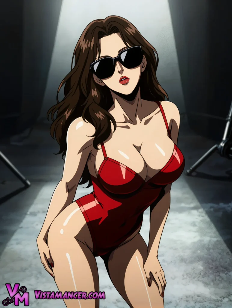 Crimson Heat Under the Studio Lights - Vistamancer AI Art