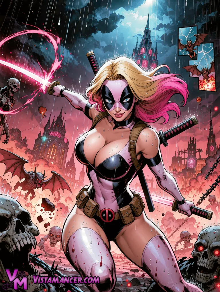 Gwenpool Slices Through the Apocalypse - Vistamancer AI Art