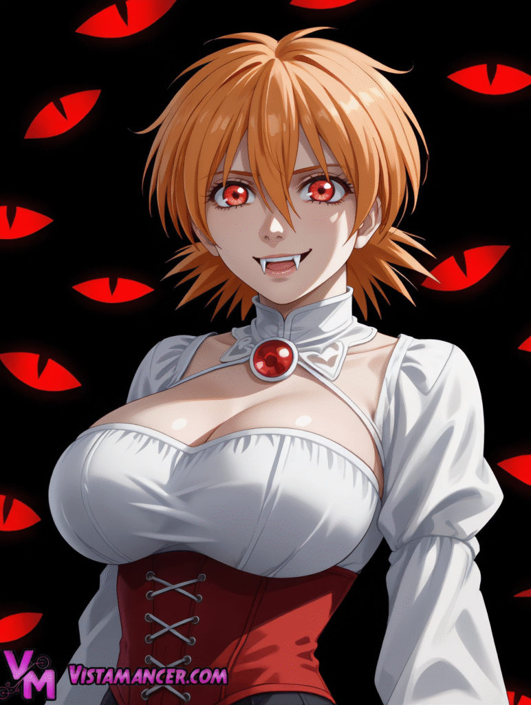 Seras Victoria Bares Her Fangs in the Dark - Vistamancer AI Art