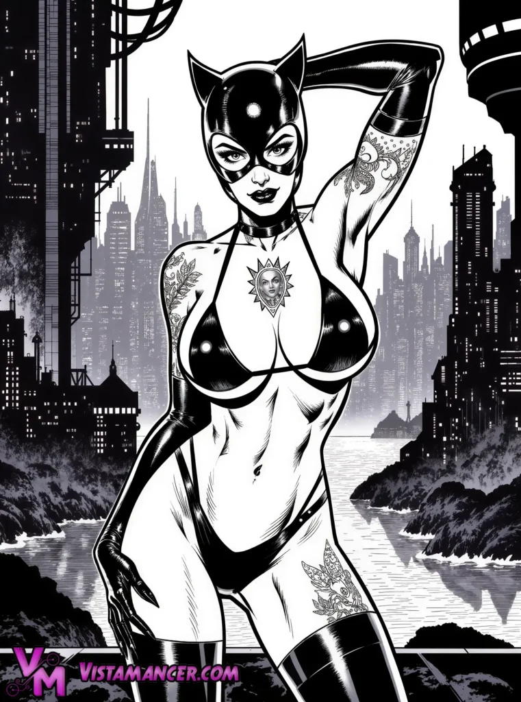 Shadow Cat Over the Dark Skyline - Vistamancer AI Art