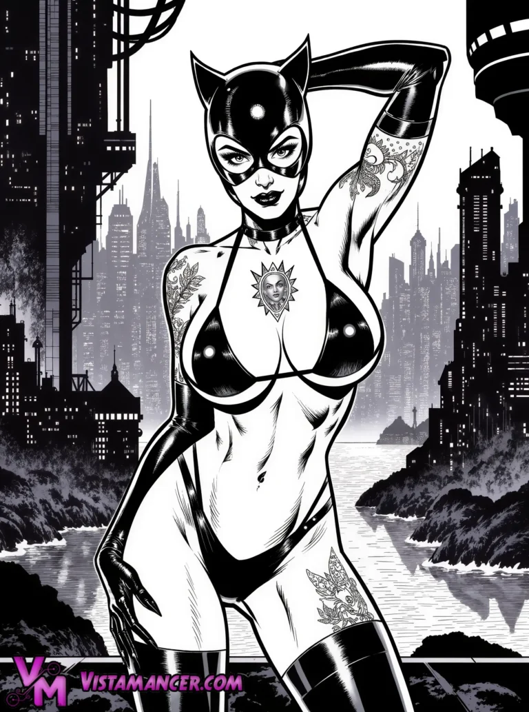 Shadow Cat Over the Dark Skyline - Vistamancer AI Art