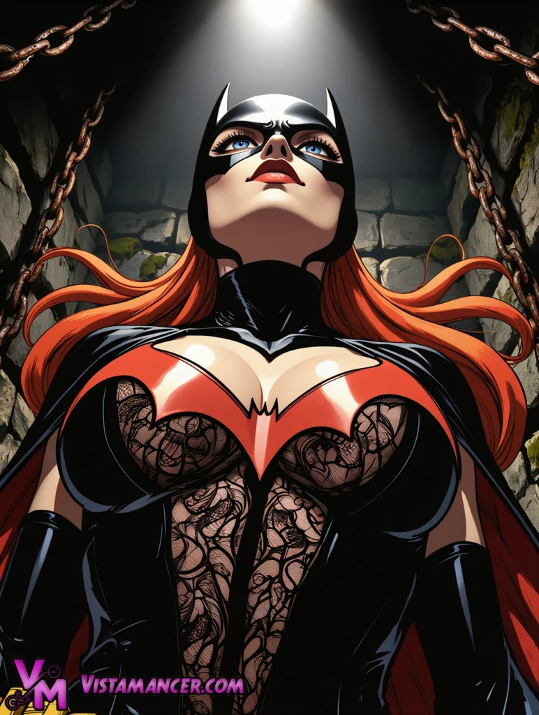 Batwoman Rises in the Spotlight of Shadows - Vistamancer AI Art