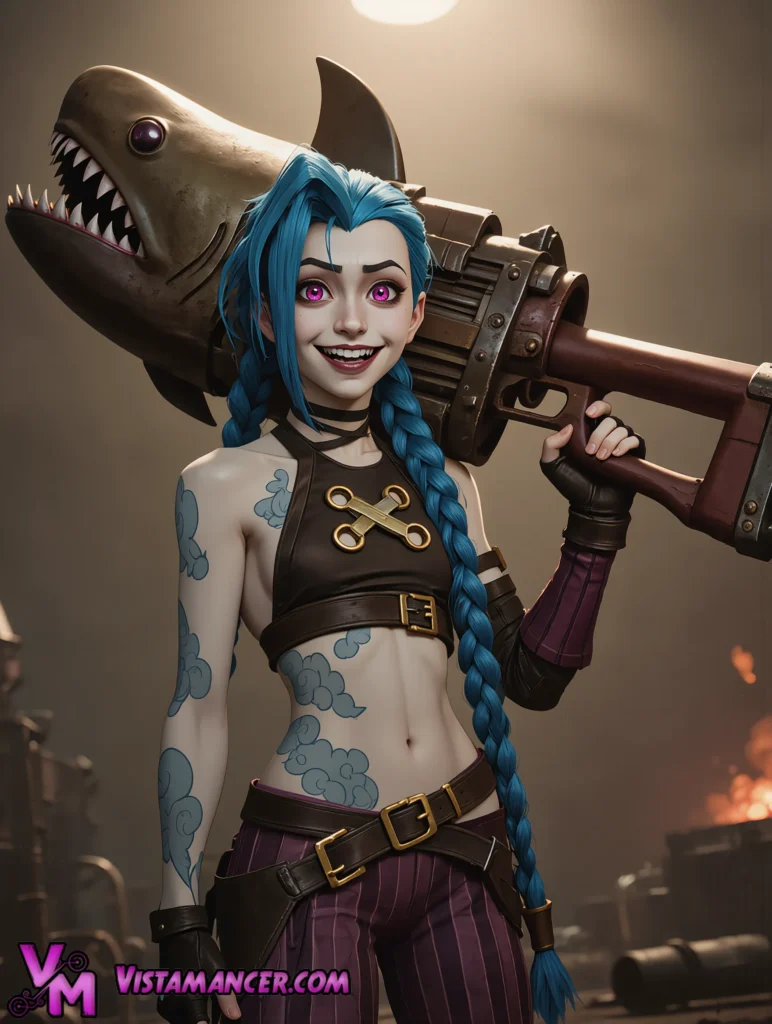 Jinx and Her Shark Cannon Bring Total Mayhem - Vistamancer AI Art