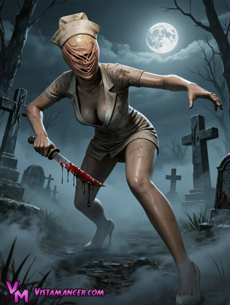 She Walks the Graveyard at Midnight - Vistamancer AI Art
