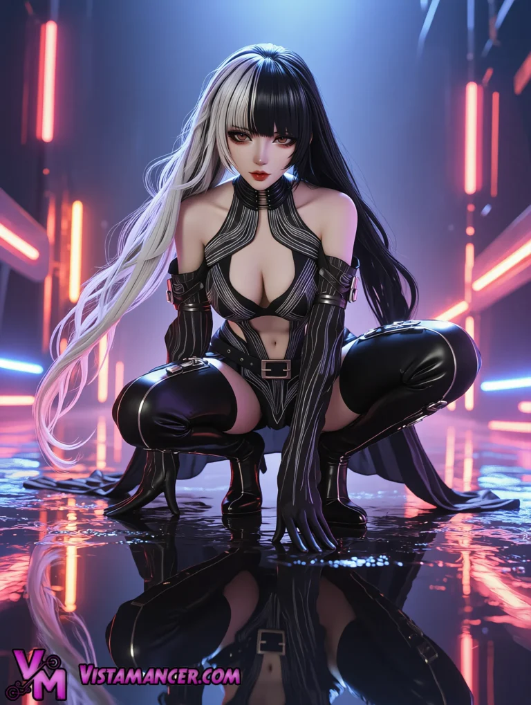 Dual Tone Neon Crouch - Vistamancer AI Art