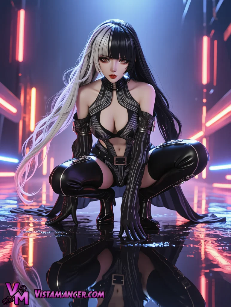 Dual Tone Neon Crouch - Vistamancer AI Art