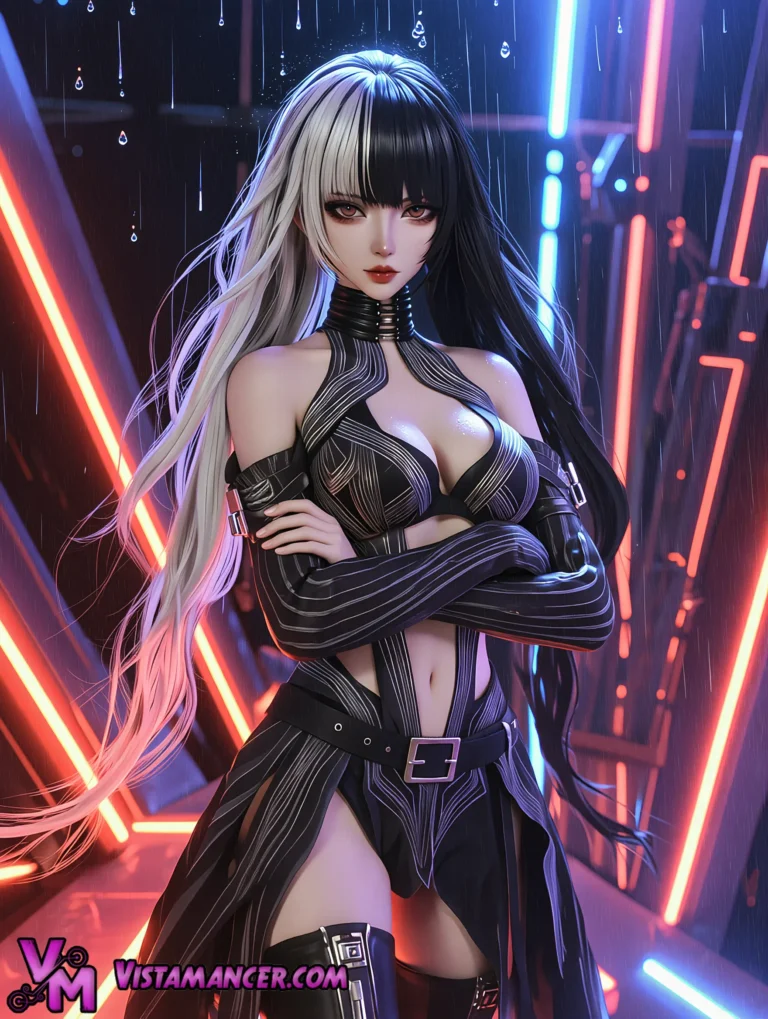 Neon Rain Dual Tone - Vistamancer AI Art