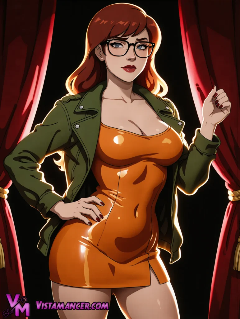 Daria Stepping Out Behind the Velvet Curtains - Vistamancer AI Art