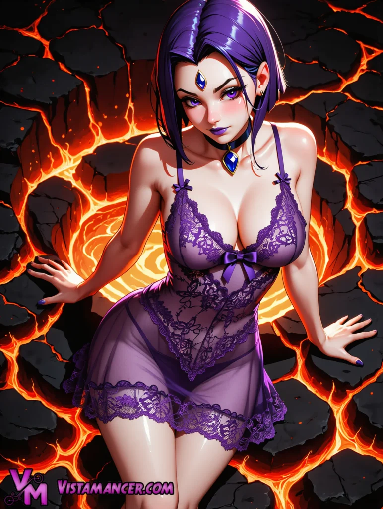 Raven Claims the Burning Abyss - Vistamancer AI Art