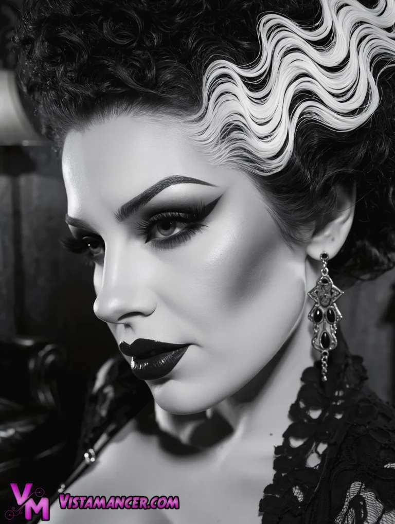 Bride of Frankenstein Awaking from the Laboratory Shadows - Vistamancer AI Art