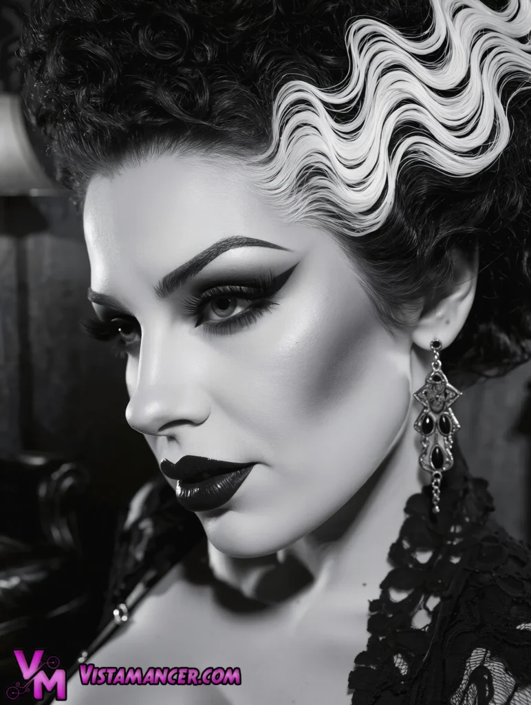 Bride of Frankenstein Awaking from the Laboratory Shadows - Vistamancer AI Art