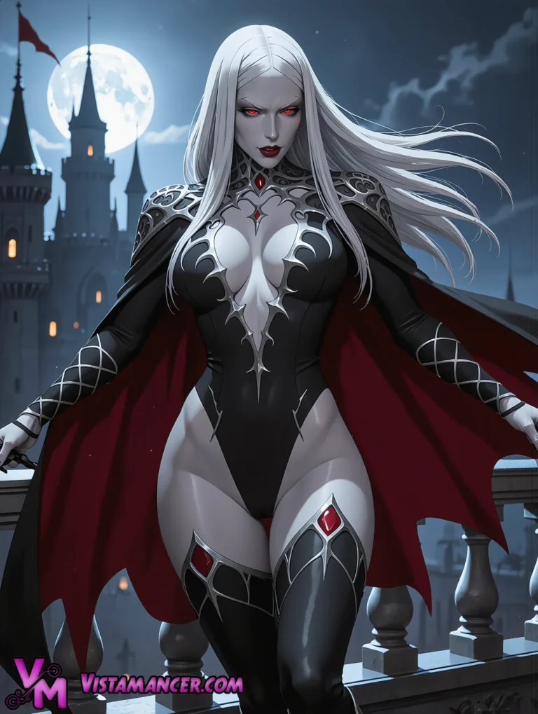 Carmilla Reign of the Vampire Queen Under the Full Moon - Vistamancer AI Art